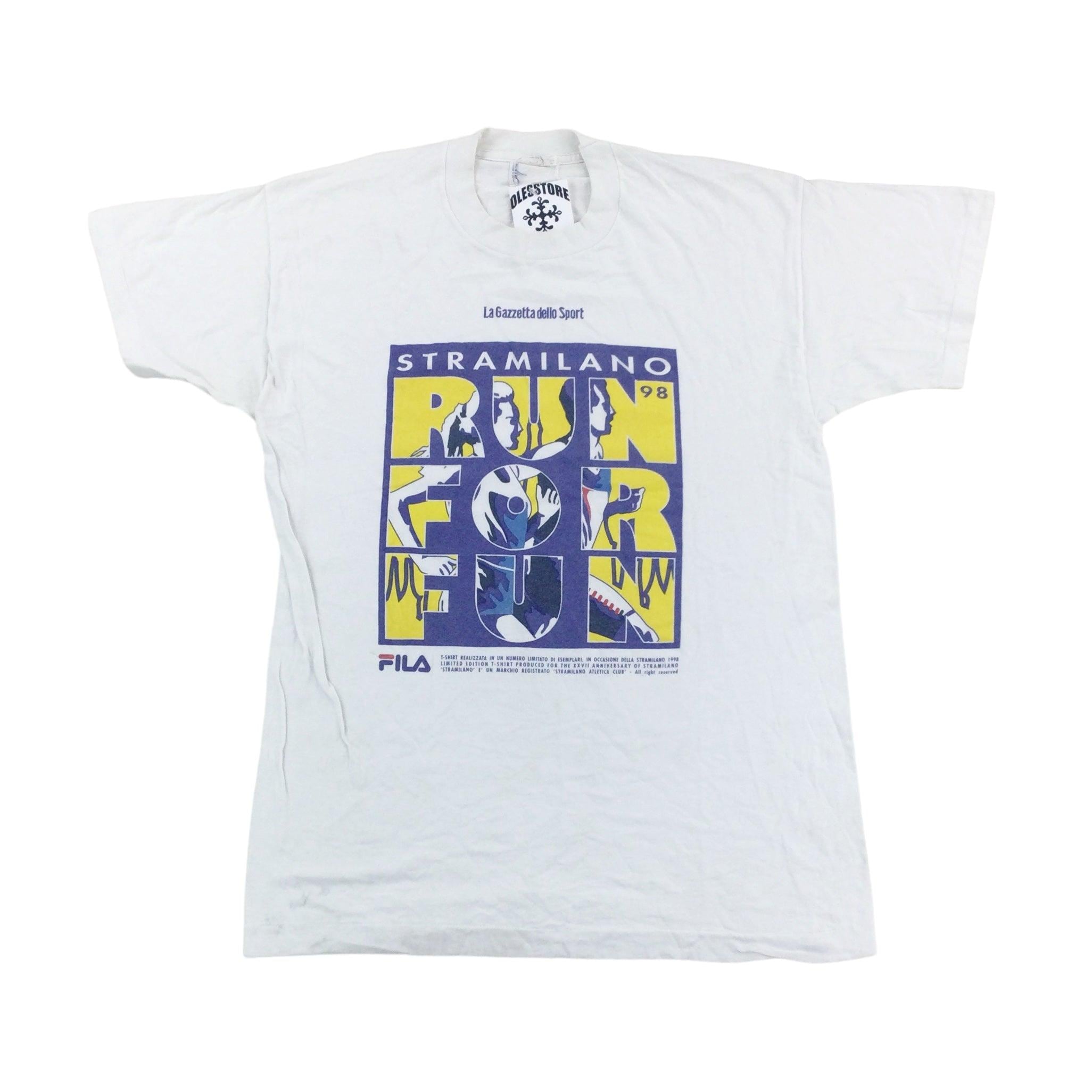 Vintage Fila 1998 Stramilano Marathon T-shirt - Large Size Men Top