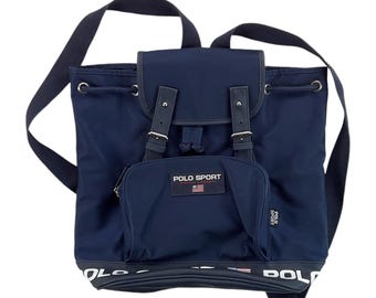 Ralph Lauren Polo Sport Backpack Bag Navy Nylon Adjustable 