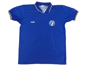 Vintage Diadora x Italia 1986/90 Trikot - Große Größe Männer Fußball Sport Trikot Männer gebrauchtes Trikot