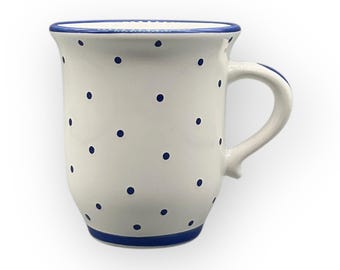 Austria Handpainted Gmundner Keramik Kaffeetasse Tupferl Blau Ø7cm Handcrafted Keramos Dishes