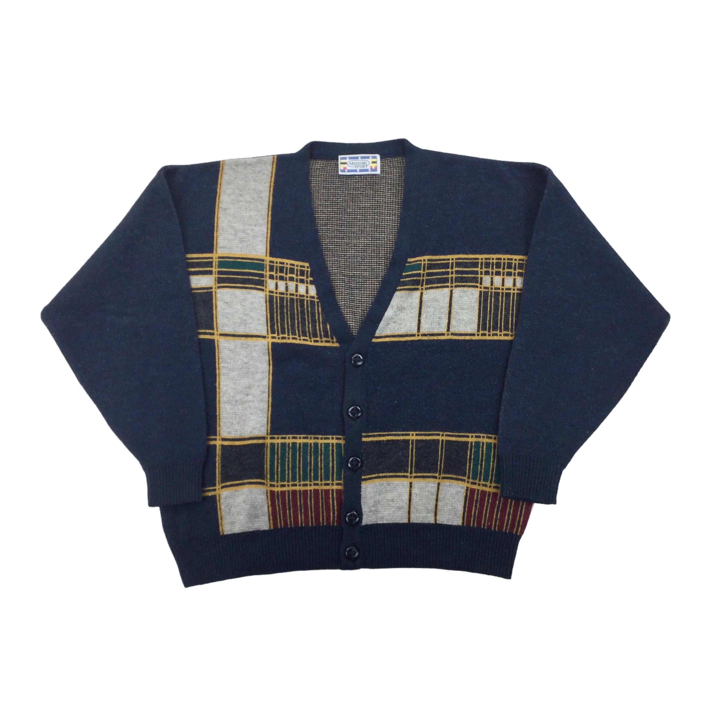 Vintage Missoni Sport 90s Cardigan - Large Size Men Pullover Male