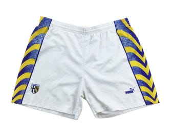 Calça masculina vintage Puma Parma AC Kurze Hose dos anos 90 - Tamanho XL, calça esportiva usada