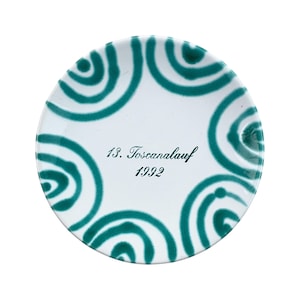 Austria Handpainted Gmundner Keramik Unterteller Grüngeflammt 1992 Ø15 cm Handcrafted Keramos Dishes