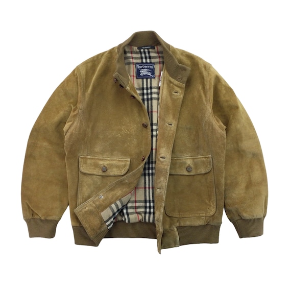 Giacca vintage Burberry in pelle scamosciata degli anni 90 Giacca da uomo soprabito da uomo di grandi dimensioni usata Etsy Italia