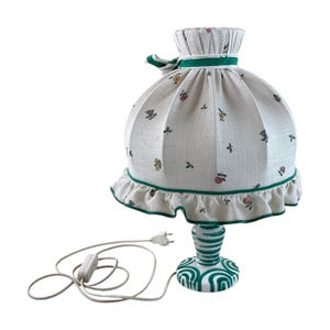 Austria Handpainted Gmundner Keramik Stehlampe Grüngeflammt / Streublumen Handcrafted Keramos Dishes