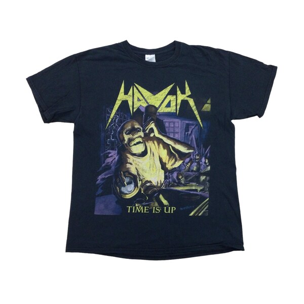 Vintage Havok 'Time Is Up' T-Shirt - Large Size Men Top Male pre-owned T-Shirt