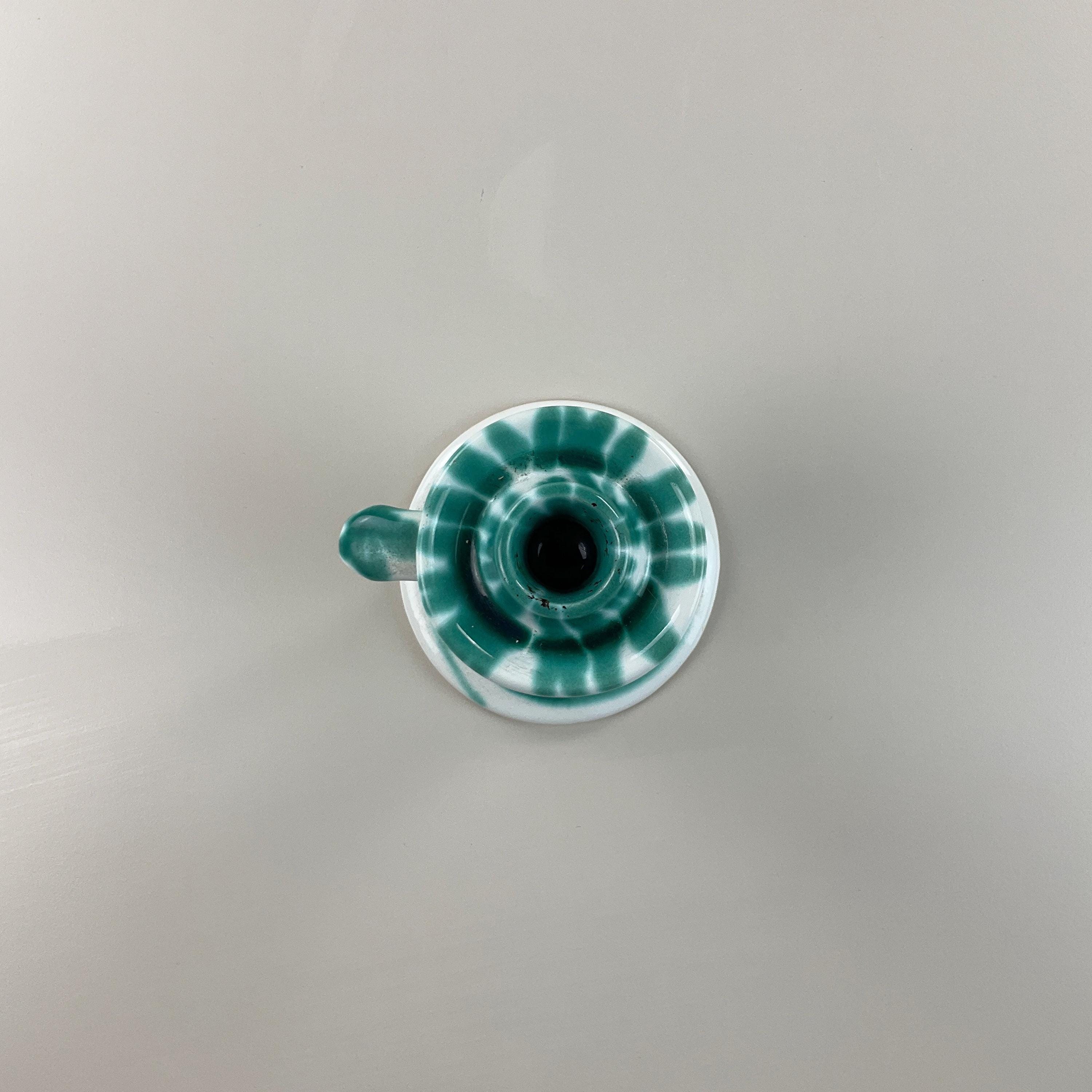 Austria Handpainted Gmundner Keramik Kerzenständer Grüngeflammt