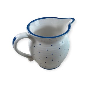 Austria Handpainted Gmundner Keramik Milchgießer Tupferl Blau Ø8,3 cm Handcrafted Keramos Dishes