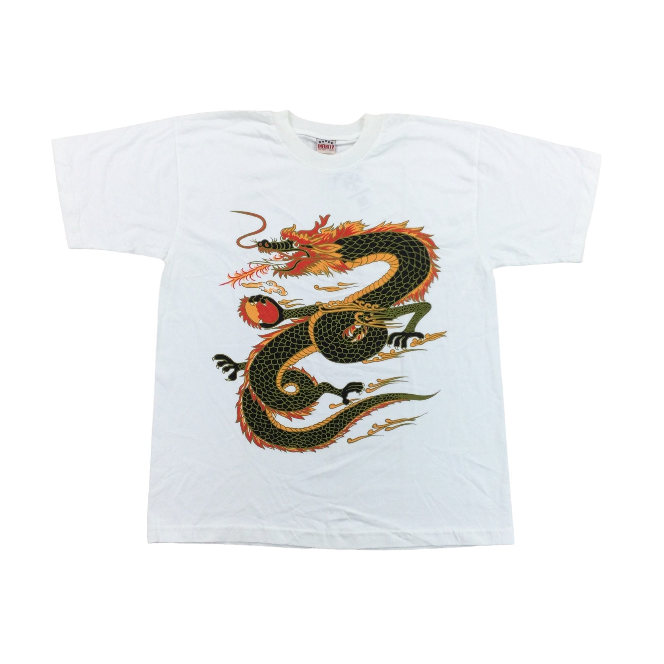 Vintage Cyber Y2K 2000 Men's Year Of The Dragon Blue Skate T-Shirt