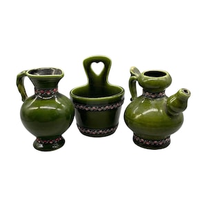 Austria Handpainted Gmundner Keramik 60s Set Handcrafted Keramos Dishes