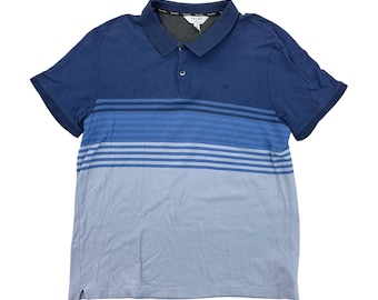 Modern Calvin Klein Striped Polo Shirt - XL Size Y2K Men Top Male pre-owned Polo Shirt