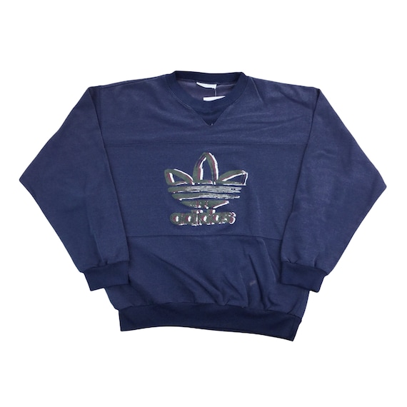 Vintage Adidas 80s Trefoil Spellout Sweatshirt Medium Size Men