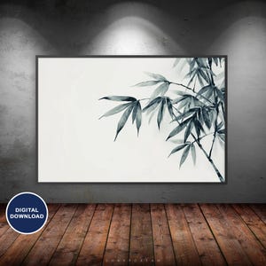 Bamboo Zen Art Watercolor Digital Wall Art - Tranquil Bamboo Scene for ...
