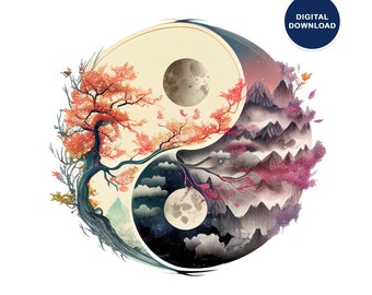 Yin yang, Zen Decor, Ying yang wall art, Boho Wall Art, Yin Yang Printable Poster, Balance Wall Decor, Digital Download