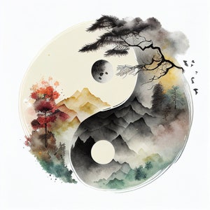 Yin Yang Printable, Balance Print, Zen Wall Art, Yoga Wall Decor, Ying Wang Wall Art Download