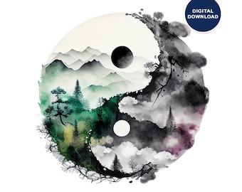 Yin and Yang Wall Art Printable, Abstract Ying Yang Printable Art, Spiritual Yin Yang Decor To Print