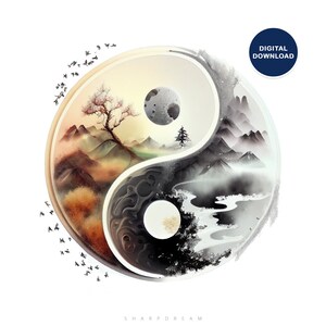 Yin Yang Print, Abstract Wall Art, Spiritual Wall Decor, Yoga Symbol, Yin and Yang Wall Art Decor, Digital Download
