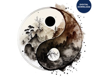 Yin and Yang Wall Art Printable, Abstract Ying Yang Printable Art, Spiritual Yin Yang Decor To Print