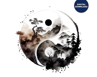 Yin yang printable, Yin and Yang Abstract Wall Decor, Zen Print, Spiritual art print, Digital Download