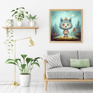Cartoon Wolf Printable Clipart Bundle, Cute Wolves Nursery Wall Art Collection Digital Download, Animal Graphics Poster Set, Commercial Use image 8