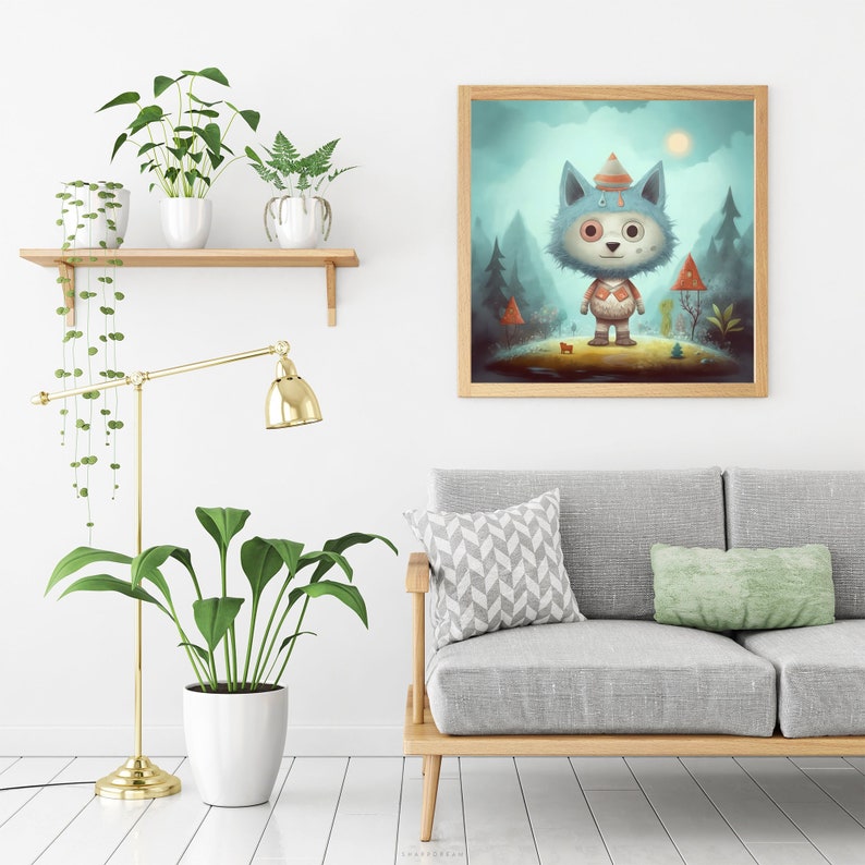Cartoon Wolf Printable Clipart Bundle, Cute Wolves Nursery Wall Art Collection Digital Download, Animal Graphics Poster Set, Commercial Use image 8