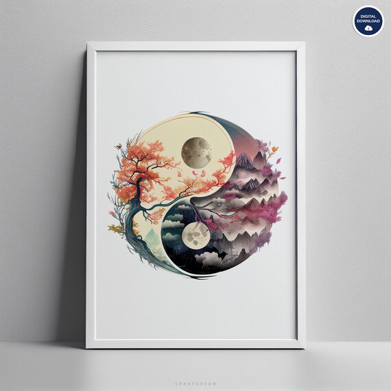 Yin Yang, Zen Decor, Ying Yang Wall Art, Boho Wall Art, Yin Yang