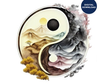 Yin yang printable, Yin and Yang Abstract Wall Decor, Zen Print, Spiritual art print, Digital Download