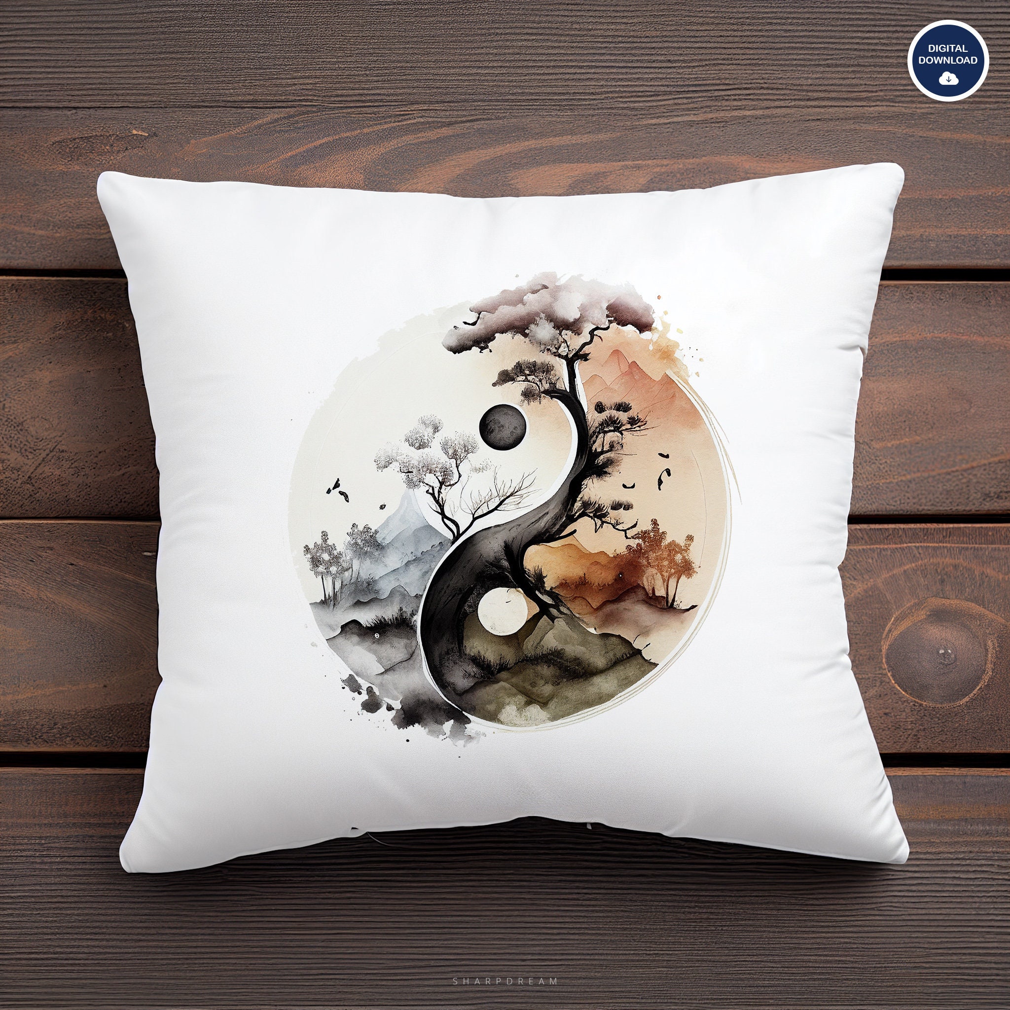 Abstract Yin Yang Printable, Balance Ying Yang Wall Art, Meditation ...