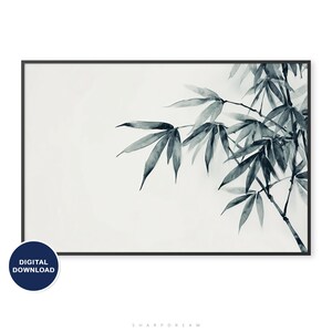 Bamboo Zen Art Watercolor Digital Wall Art - Tranquil Bamboo Scene for ...