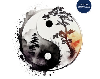Yin and Yang Wall Art Printable, Abstract Ying Yang Printable Art, Spiritual Yin Yang Decor To Print