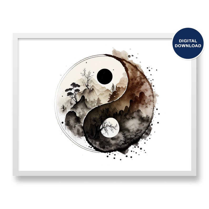 Yin and Yang Wall Art Printable, Abstract Ying Yang Printable Art ...