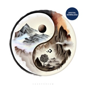Yin Yang Print, Abstract Wall Art, Spiritual Wall Decor, Yoga Symbol, Yin and Yang Wall Art Decor, Digital Download