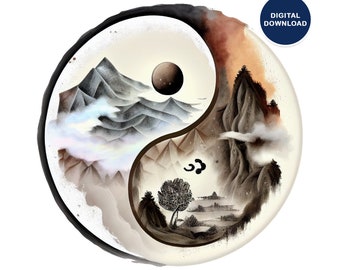 Yin Yang Print, Abstract Wall Art, Spiritual Wall Decor, Yoga Symbol, Yin and Yang Wall Art Decor, Digital Download