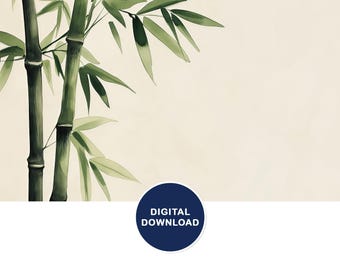 Decorazione murale digitale in bambù Zen Art con acquerello / Stampa artistica di bambù Zen sereno per la casa