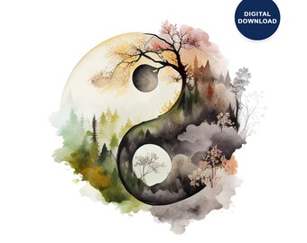 Ying yang wall art, Abstract print, Yin Yang Print, Talisman poster, Yin and Yang Symbol, Zen printable, Digital Download