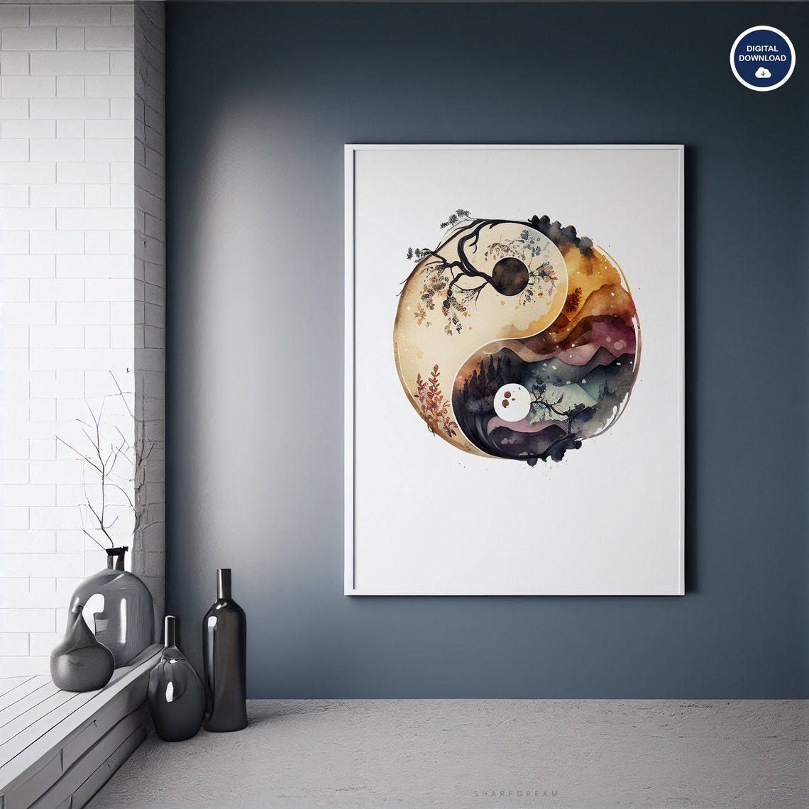 Yin Yang, Zen Decor, Ying Yang Wall Art, Boho Wall Art, Yin Yang ...