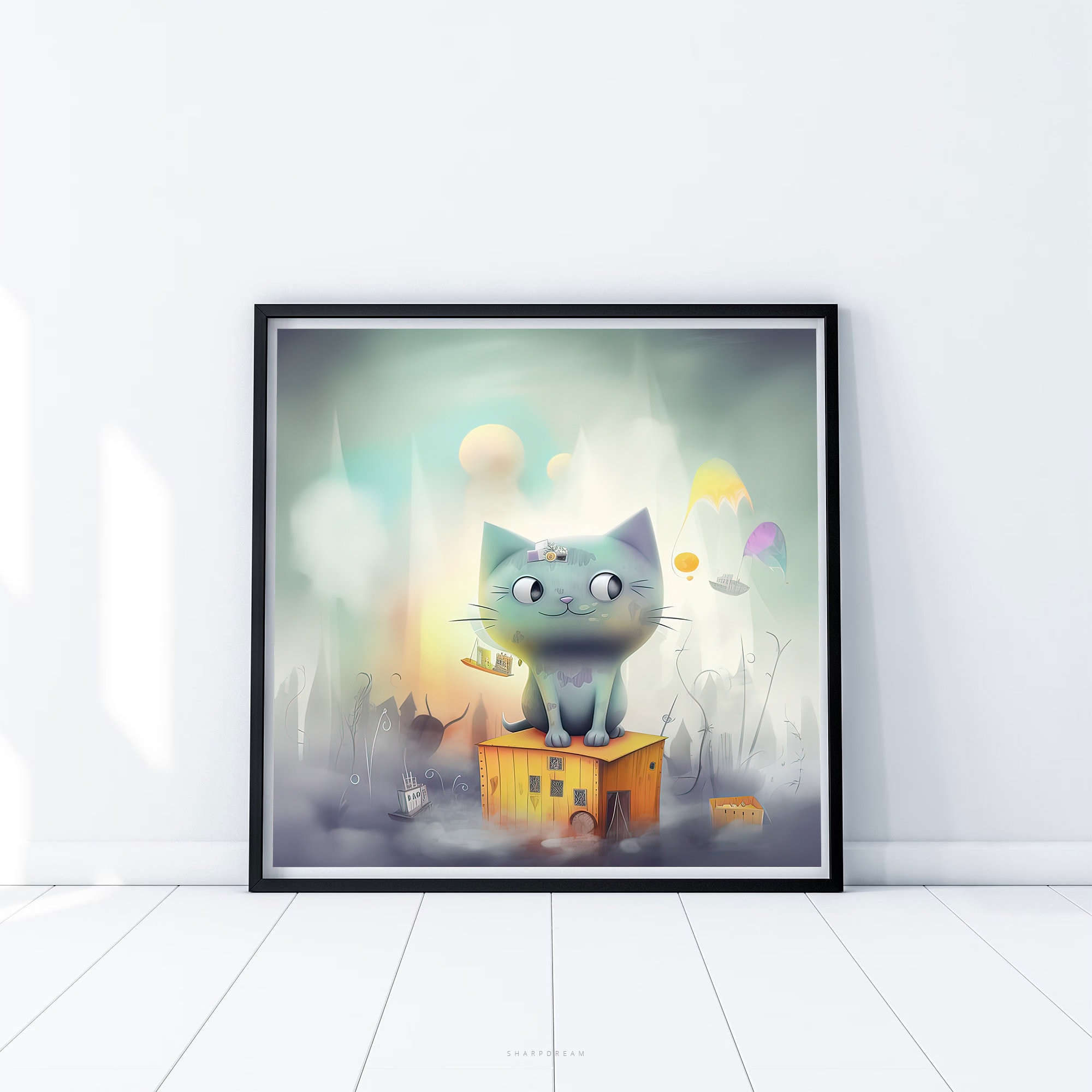 Cute Cat Nursery Art Printable Collection, Print Set, Cats Painting ...