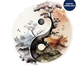 Abstract Yin Yang Printable, Balance Ying Yang Wall Art, Meditation Wall Art, Yoga Wall Poster PrintablePrintable,