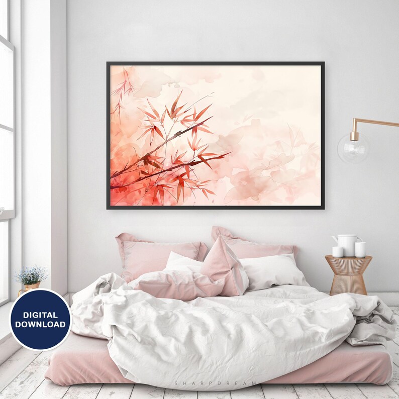 Bamboo Zen Art Watercolor Digital Wall Art | Calming Bamboo Zen Artwork ...