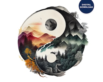Yin yang, Zen Decor, Ying yang wall art, Boho Wall Art, Yin Yang Printable Poster, Balance Wall Decor, Digital Download