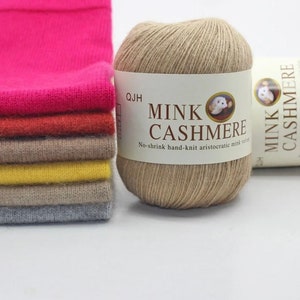 Filato di cashmere, filato di cashmere di visone naturale, filato per maglieria a mano, filato naturale, lana, mohair