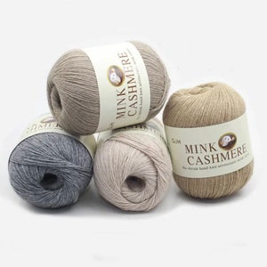 Filato di cashmere 300g, filato di cashmere visone, filato di cashmere naturale, filato di cashmere 300g (6x50g)