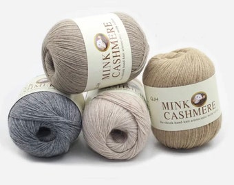 Cashmere yarn 300g, Mink cashmere yarn, natural cashmere yarn, 300g (6x50g) cashmere yarn