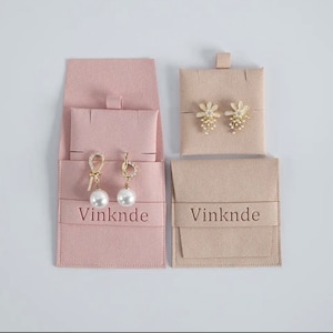 Envelopes de joias com logotipo de 100 unidades com cartão de inserção, lote de bolsas personalizáveis para joias, bolsas com logotipo personalizado para joias, joias, envelopes de veludo