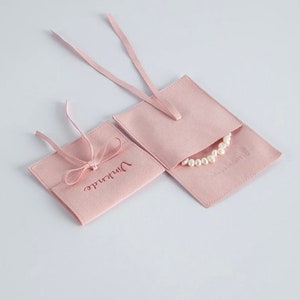 50 sacchetti per gioielli con logo personalizzato buste per gioielli in velluto con logo in microfibra, confezione per confezioni di gioielli per gioielli, confezioni di borse in pelle scamosciata
