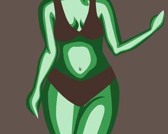 Body positive art, Minimal female body art, Curvy woman art print,