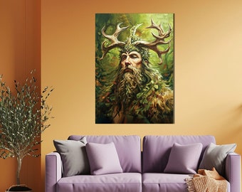 Cernunnos Printable Art Celtic God Of Nature Digital Art The Horned God Digital Image Green Man Instant Download Lord of The Animals