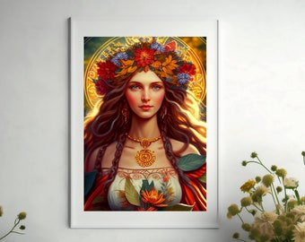 Goddess Zhiva Digital Image Mother Goddess Živa Printable Art