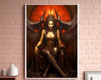 Goddess Lilith Digital Image Occult Printable Art Female Demon Digital Art Night Monster Instant Download Pagan Witchcraft