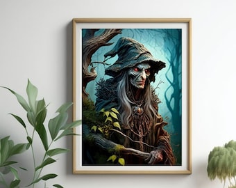 Baba Yaga Digital Image Witch Digital Art Baba Jaga Printable Art Baba Roga Instant Download Yaga Baba Witch jpg